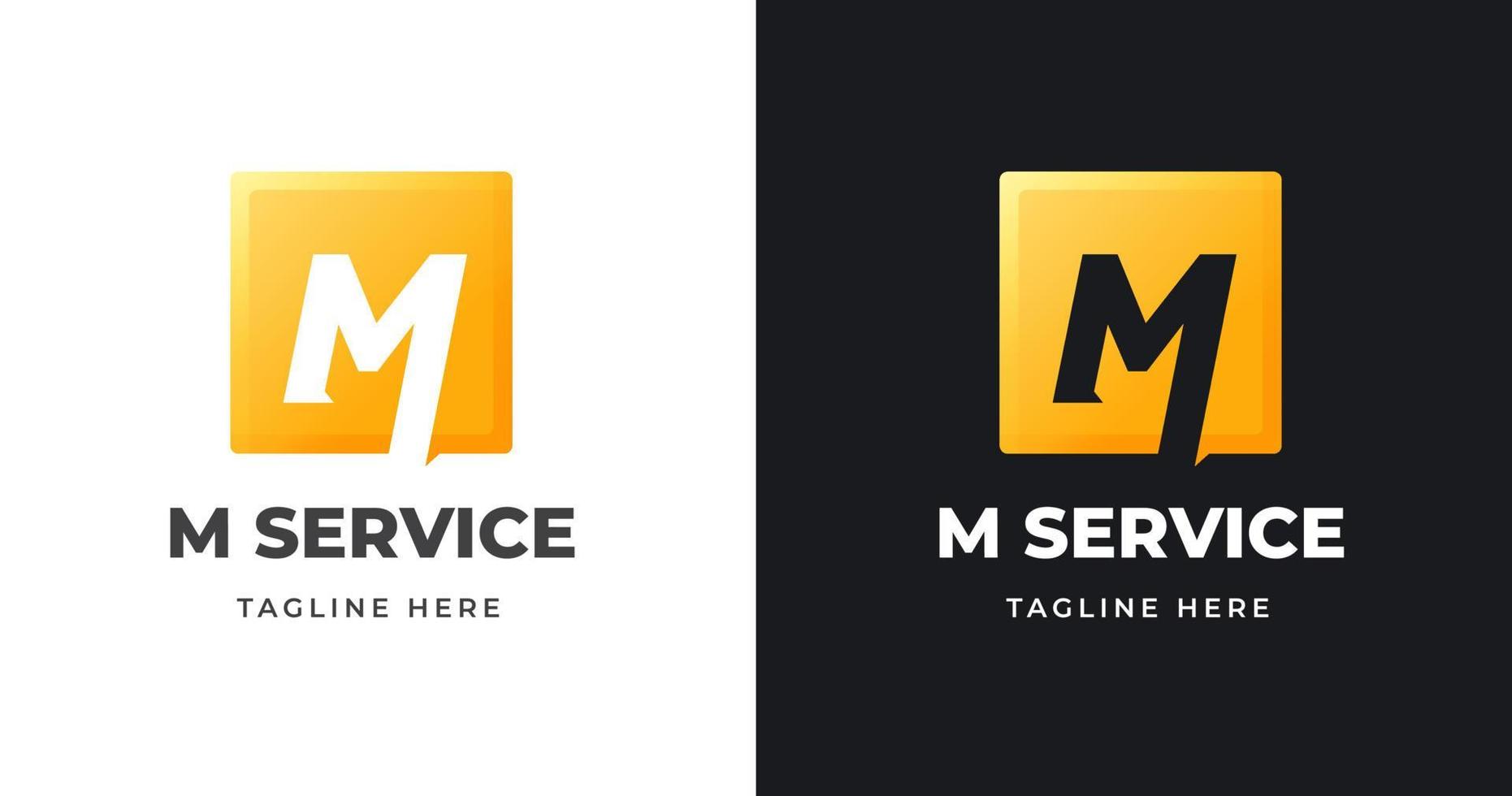 Letter M logo design with square geometric shape gold gradient concept luxury for business company vector