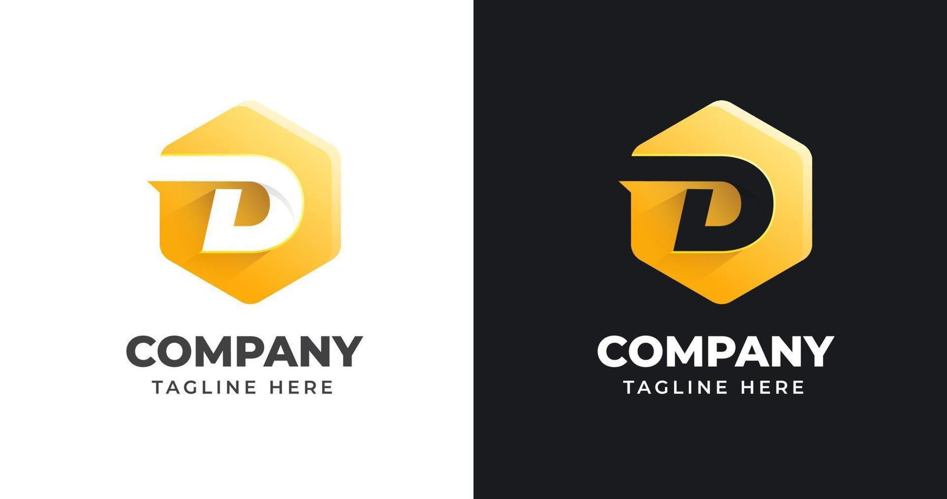 Letter D logo design template with geometric shape style vector