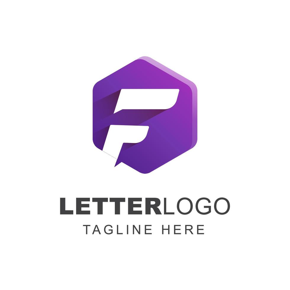 diseño de logotipo de letra f con forma geométrica vector