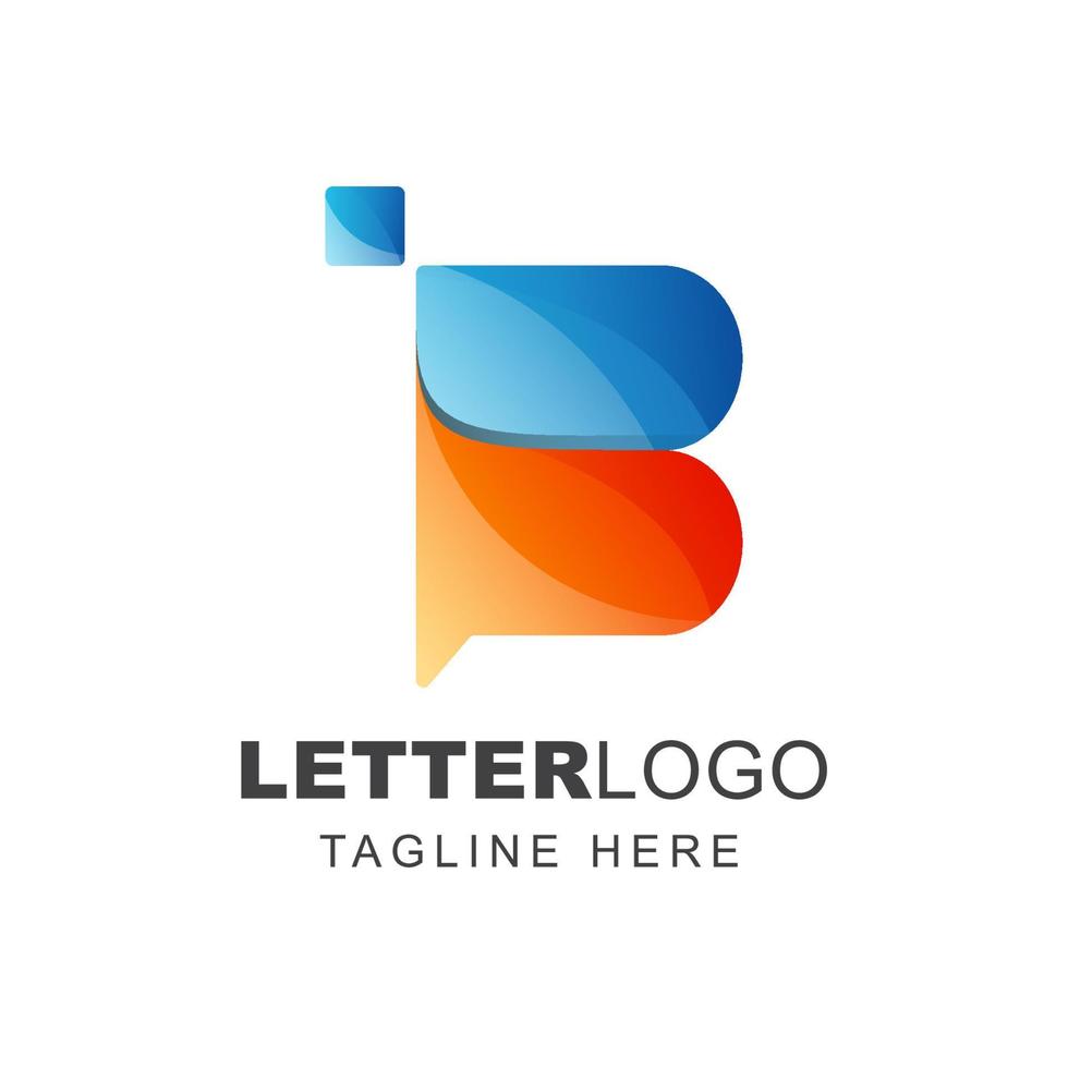 plantilla de diseño de logotipo moderno letra b con degradado colorido vector