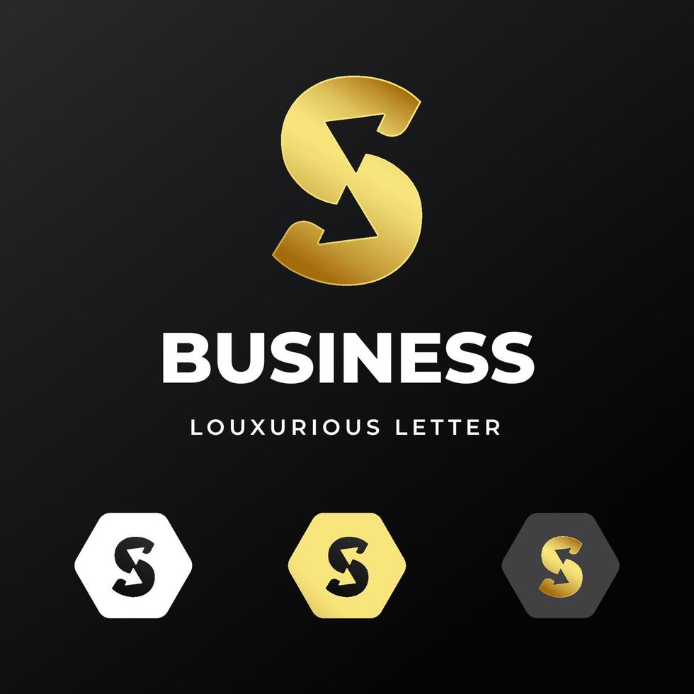 initial letter s logo template design with gold gradient concept luxury for business company vector