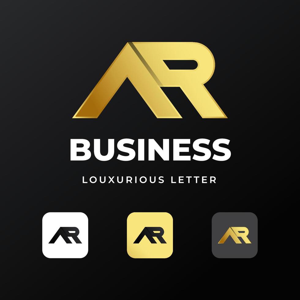 initial letter A R logo template design with gold gradient concept luxury for business company vector