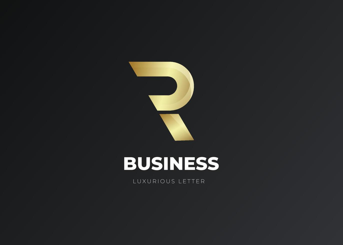 Initial letter R logo design with gold gradient concept luxury vector