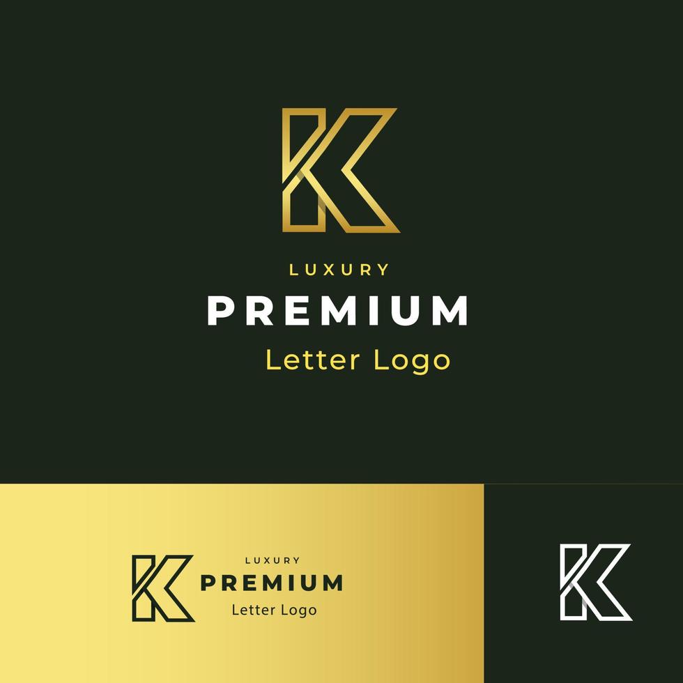 diseño de logotipo de monograma de línea de letras k. emblema de estilo mínimo lineal. elemento de vector elegante de lujo. logotipo de empresa premium. símbolo del alfabeto gráfico para la identidad empresarial corporativa