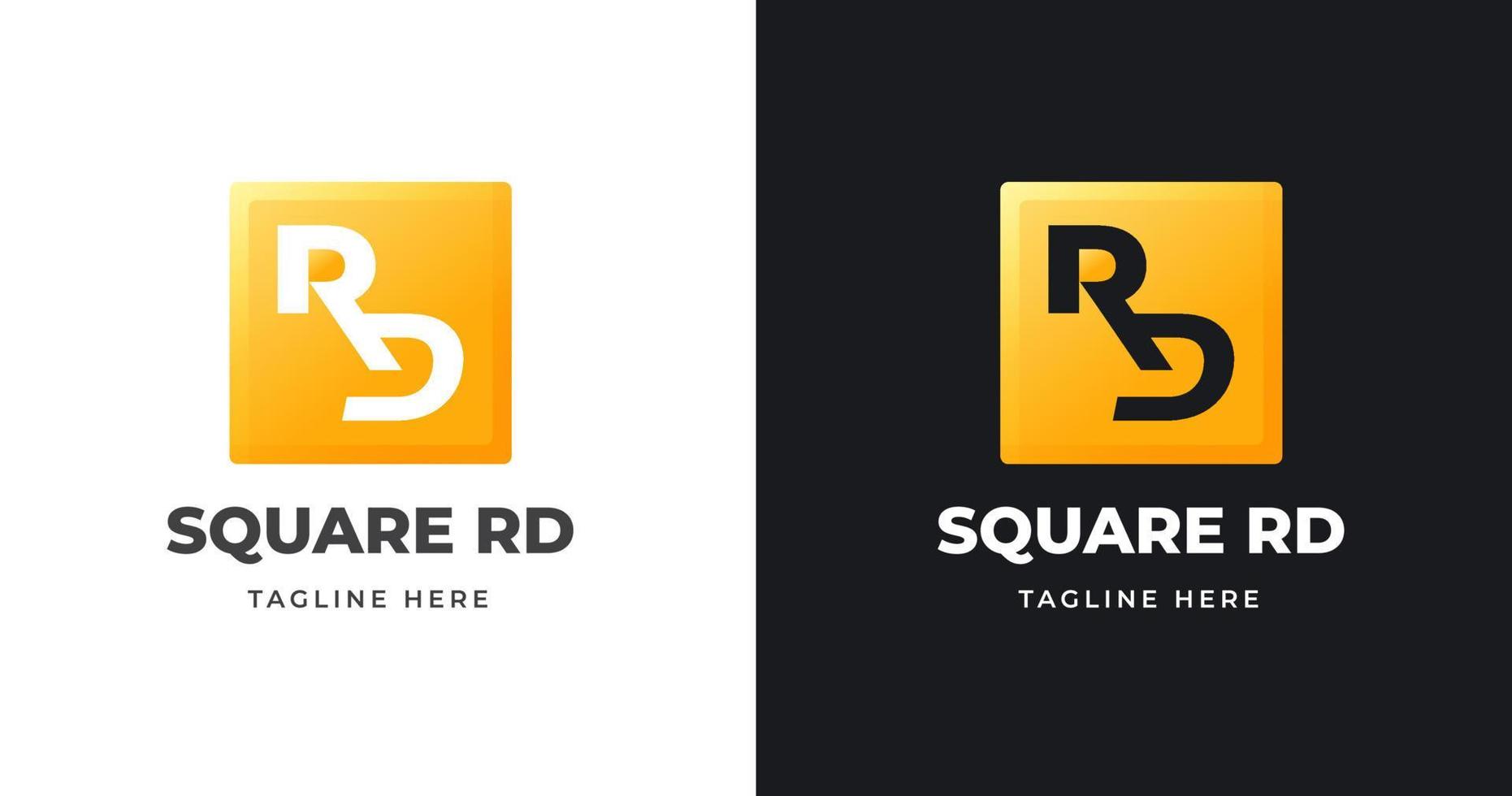 Letter R and D logo design with square geometric shape gold gradient concept luxury for business company vector