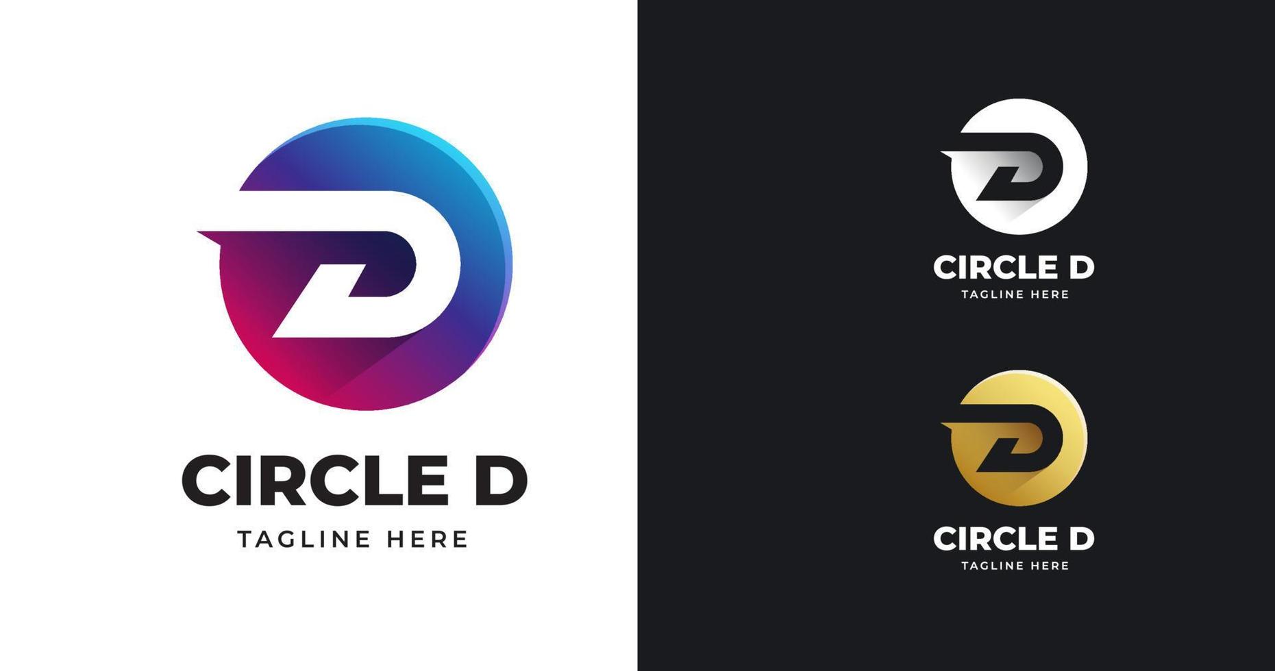 Letter D logo vector illustration with circle shape design