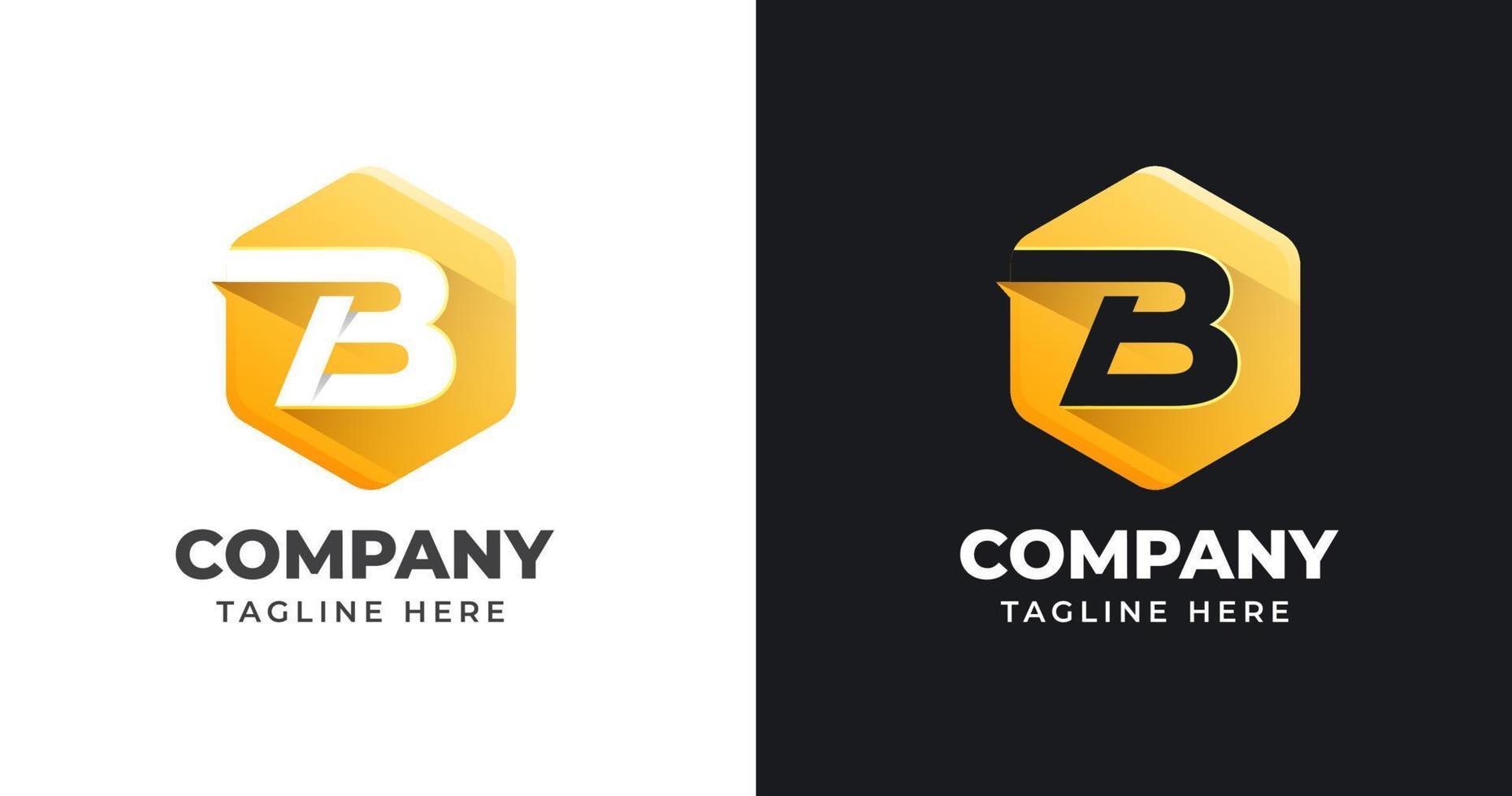 Letter B logo design template with geometric shape style vector