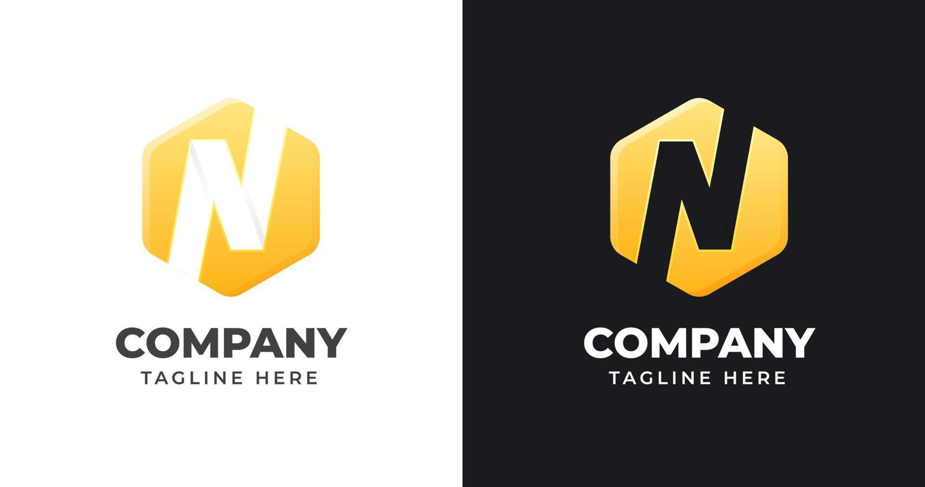 Letter N luxury logo design template with geometric shape style vector