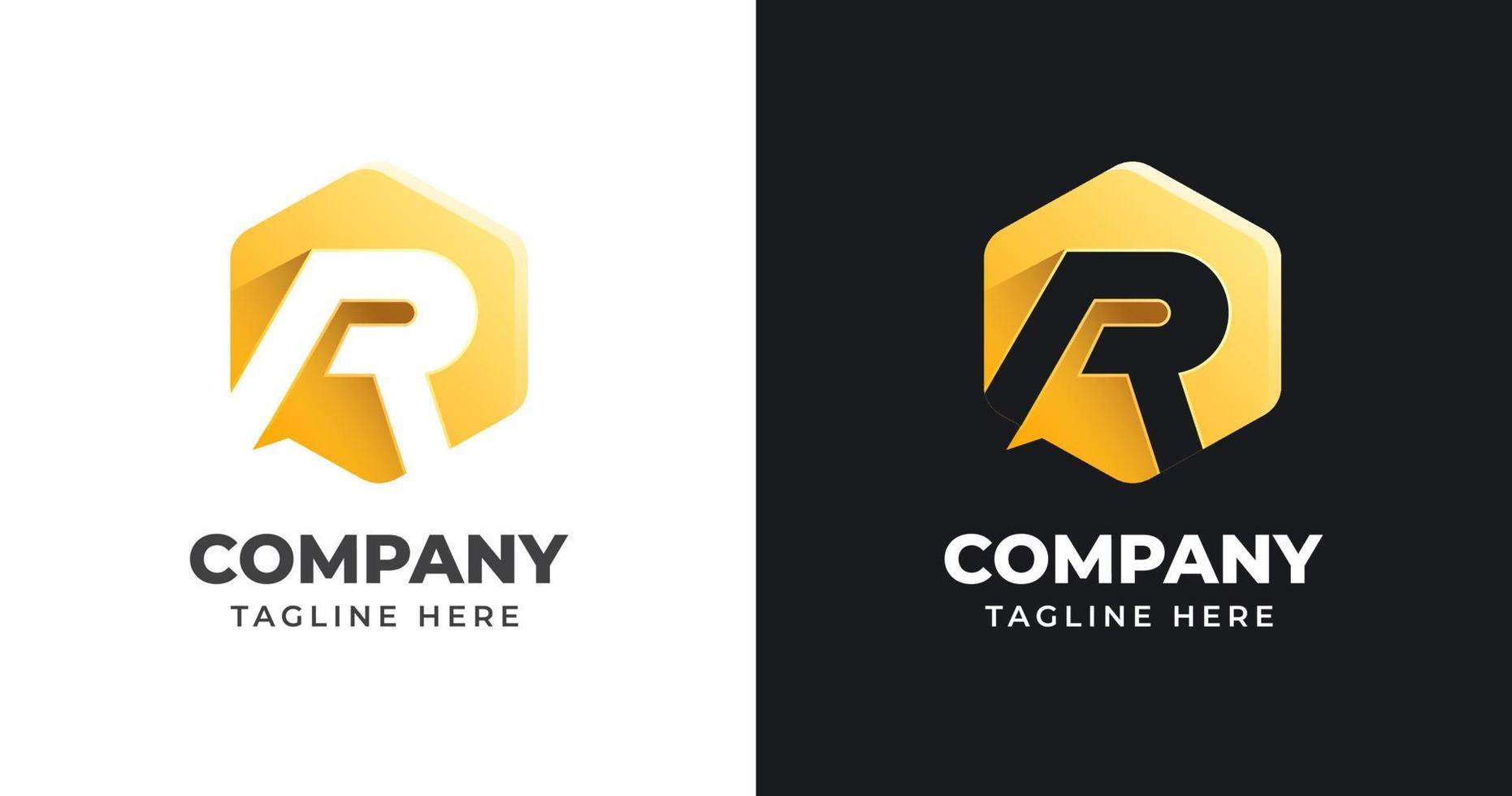 plantilla de diseño de logotipo de letra r con estilo de forma geométrica vector