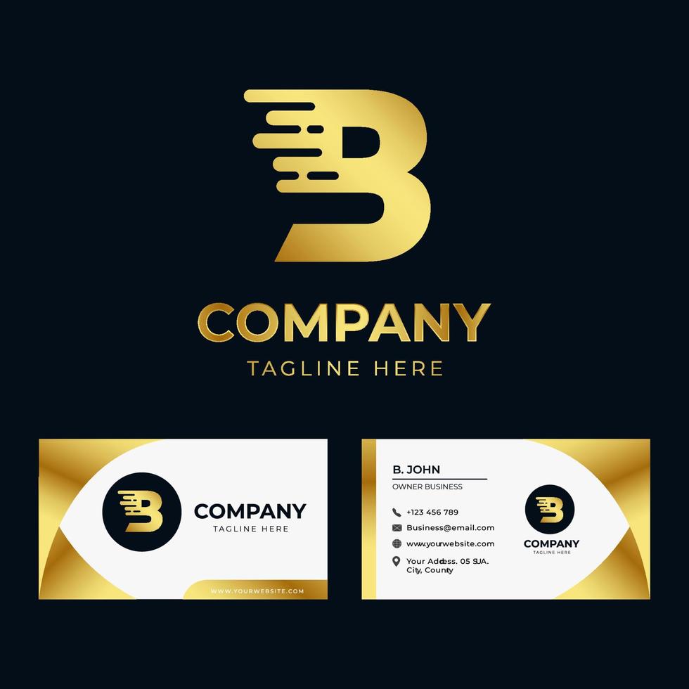 Letter B logo template with business card premium luxury for company vector