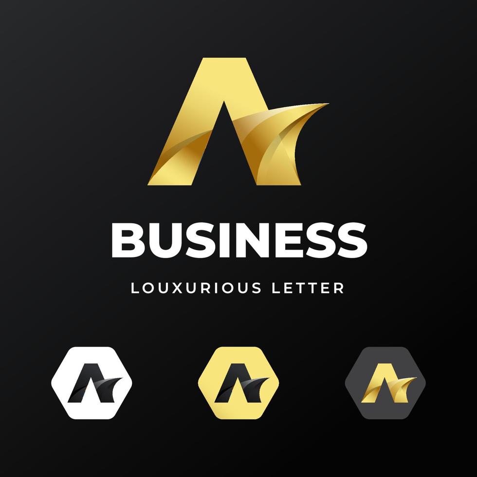 letra inicial un diseño de plantilla de logotipo con concepto de degradado dorado de lujo para empresa comercial vector