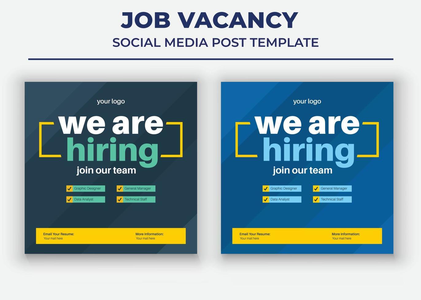 We are Hiring job Social Media Template, Job Vacancy Social Media Template vector