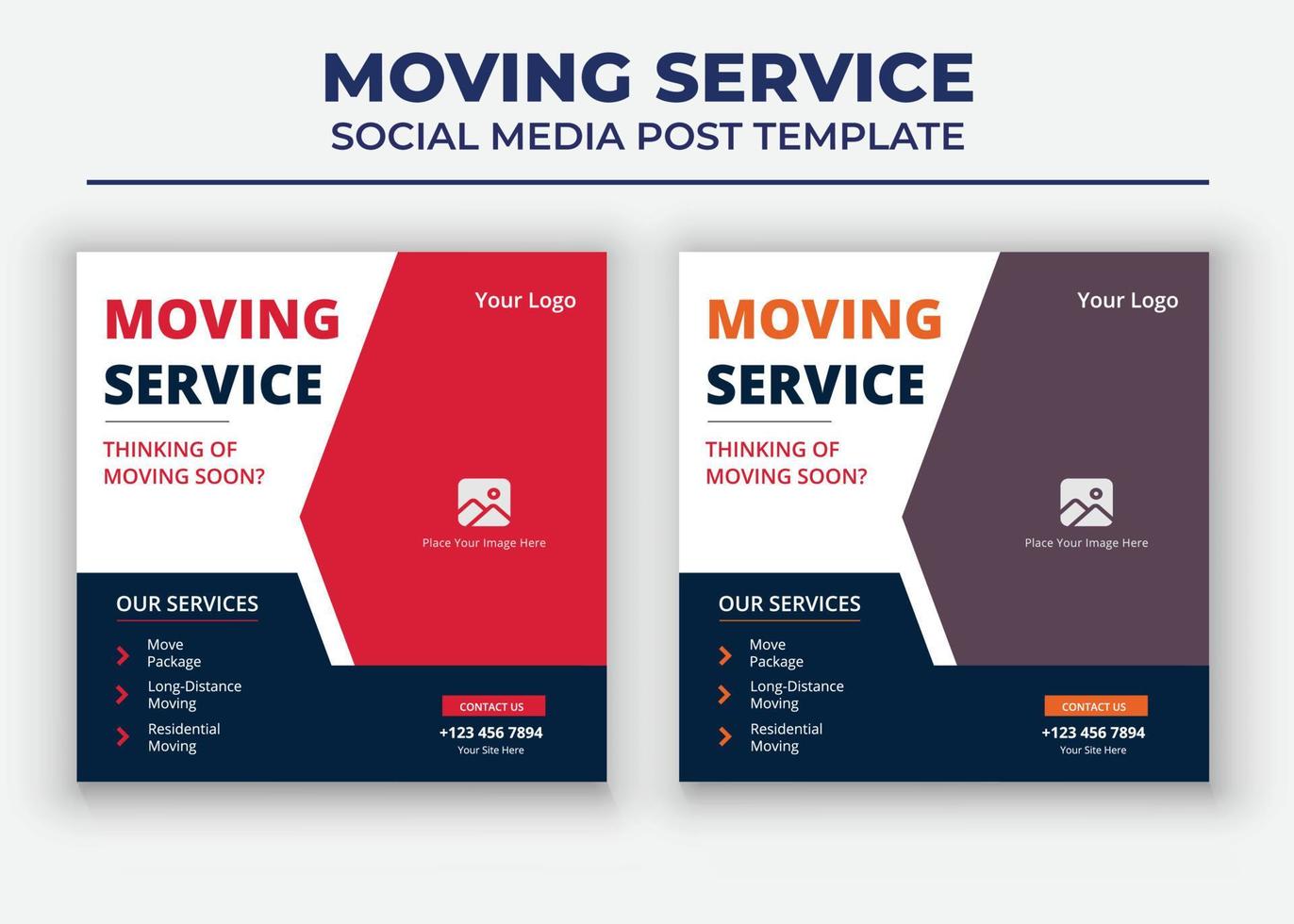 Moving House Social Media Templates,  Moving service Social Media Template vector