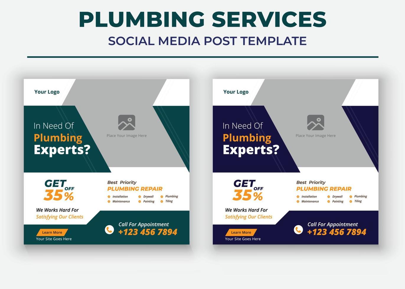 In Need Of Plumbing Experts, Plumber Service Social Media Template vector