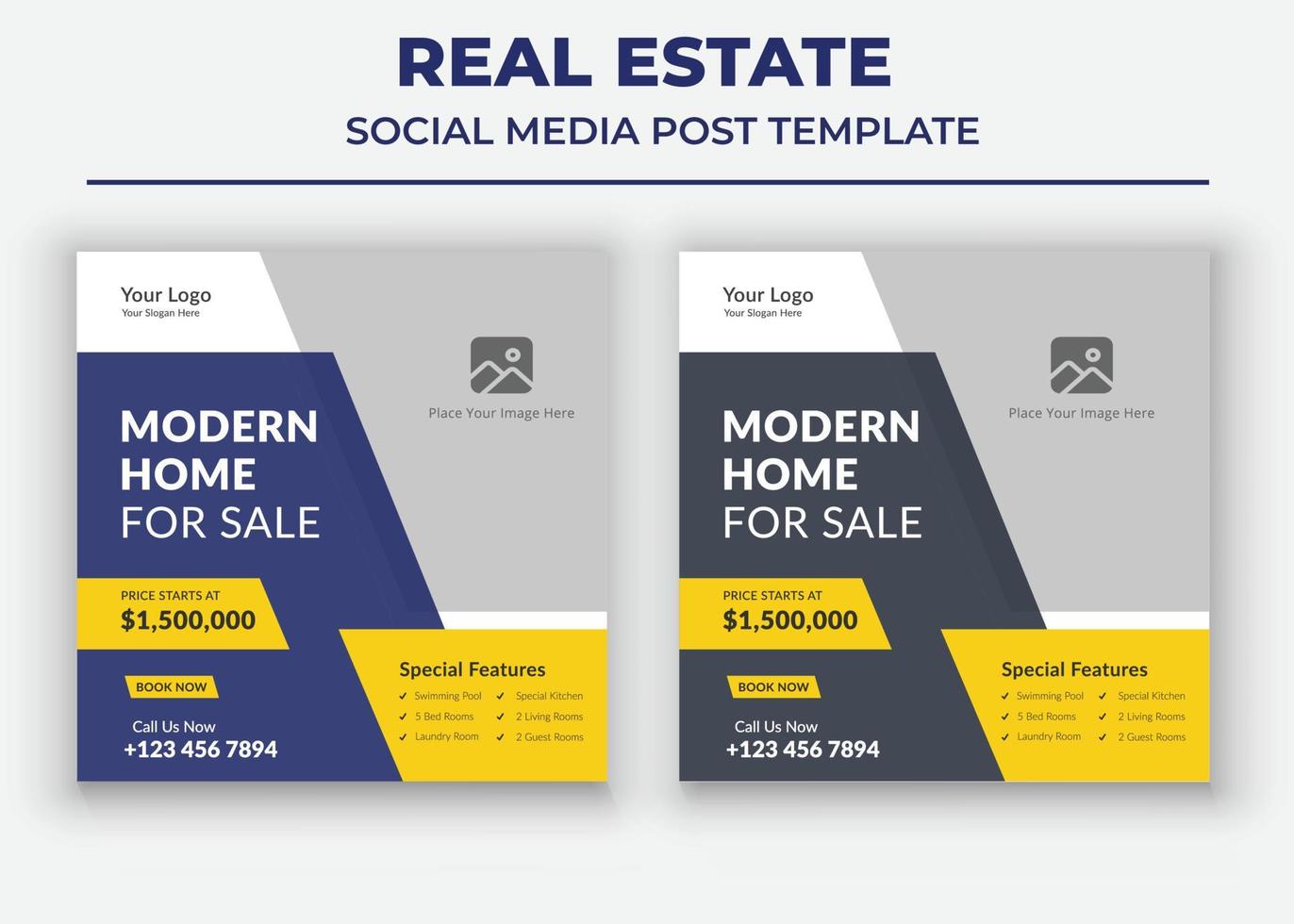 Modern Home For Sale poster, Real Estate Social Media Template vector