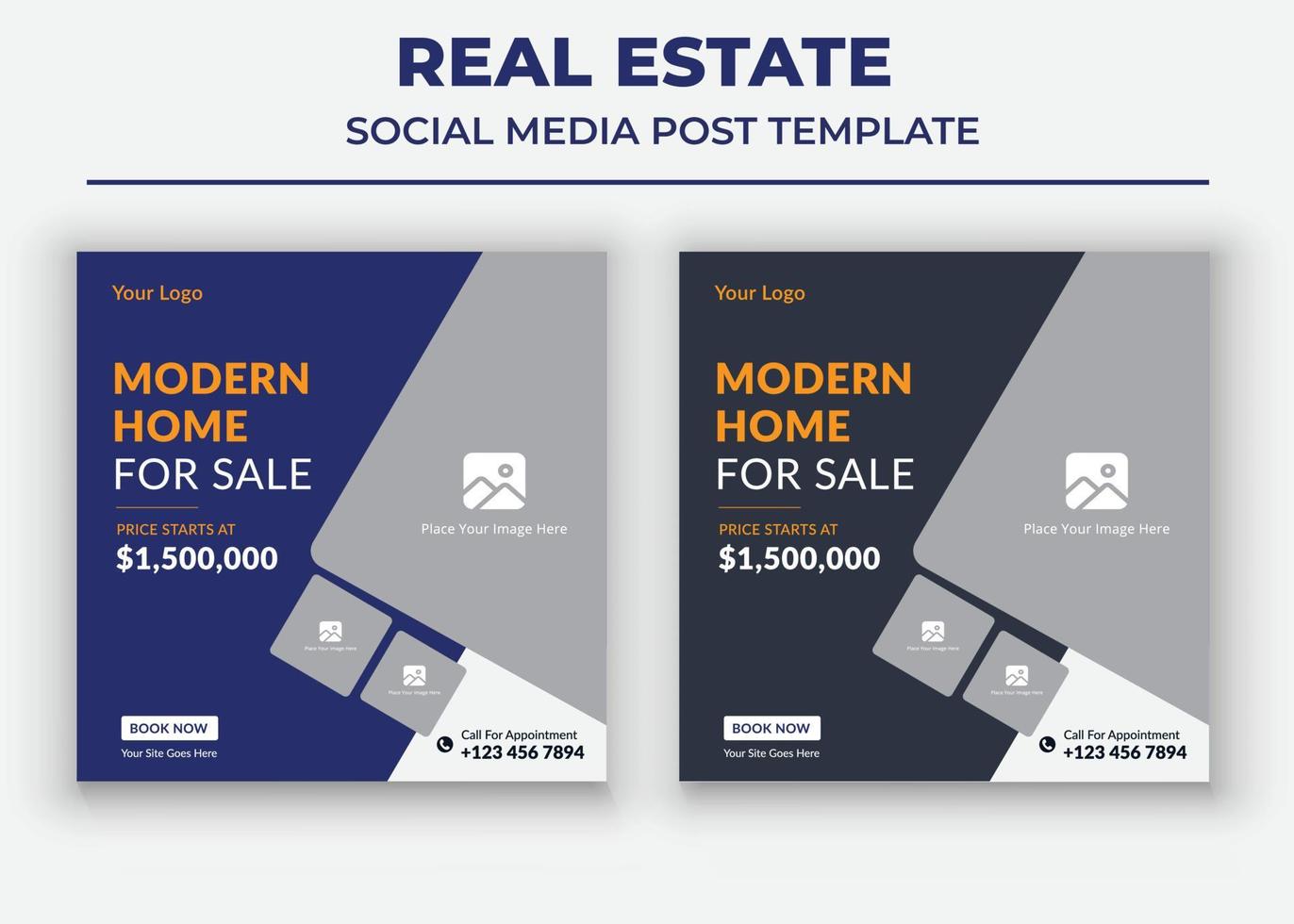 Modern Home For Sale poster, Real Estate Social Media Template vector