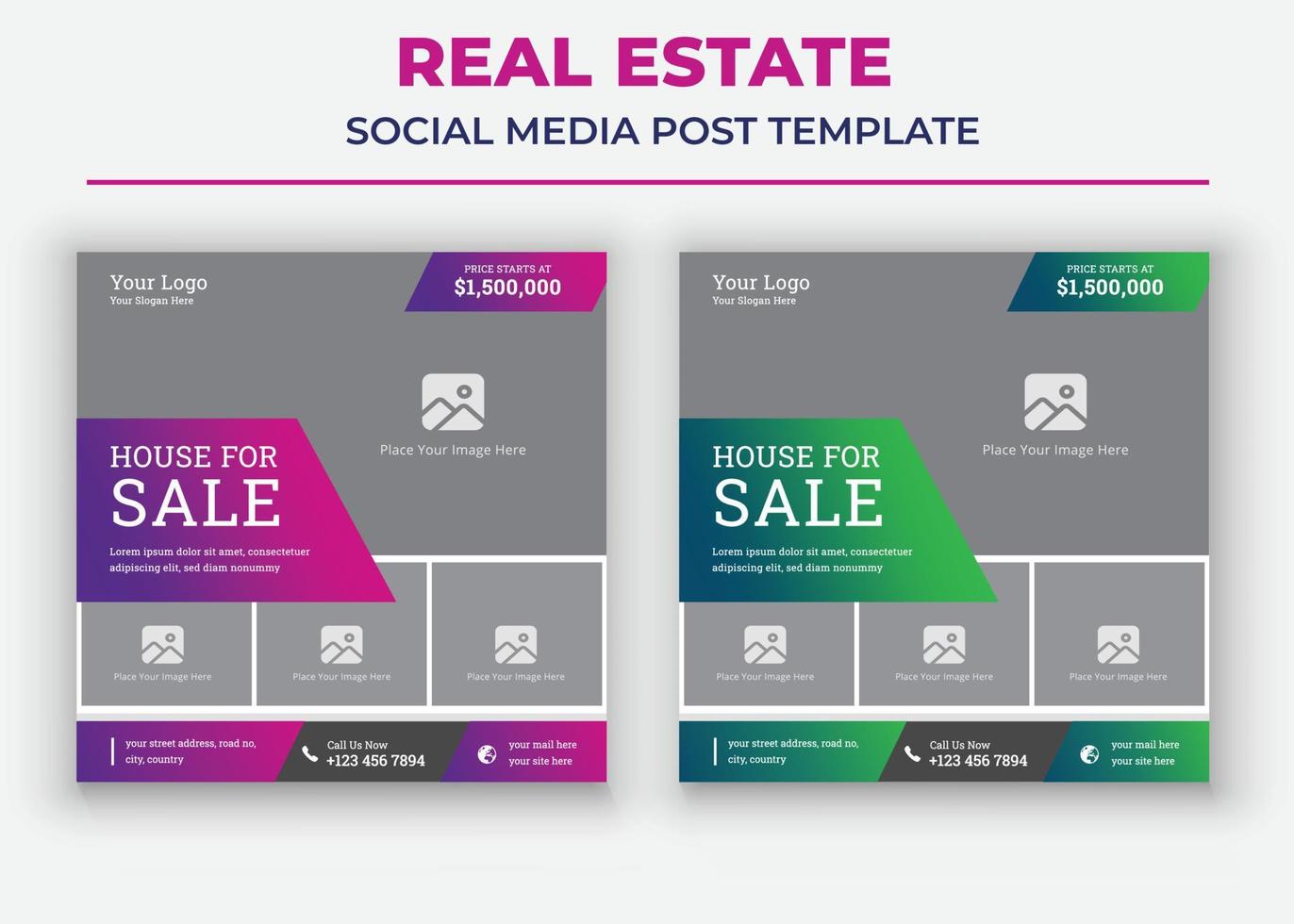 House For Sale poster, Real Estate Social Media Template vector