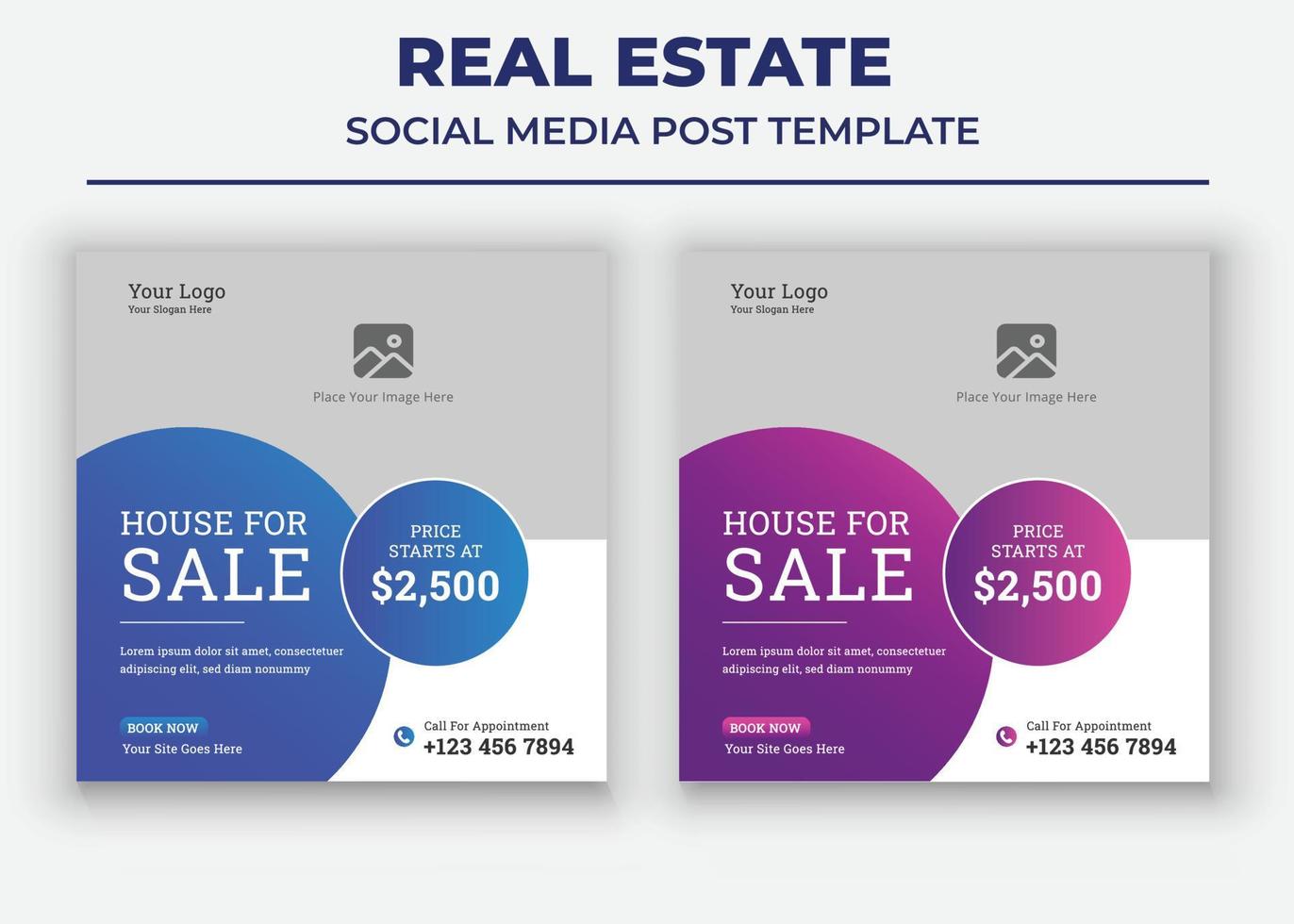 House For Sale poster, Real Estate Social Media Template vector