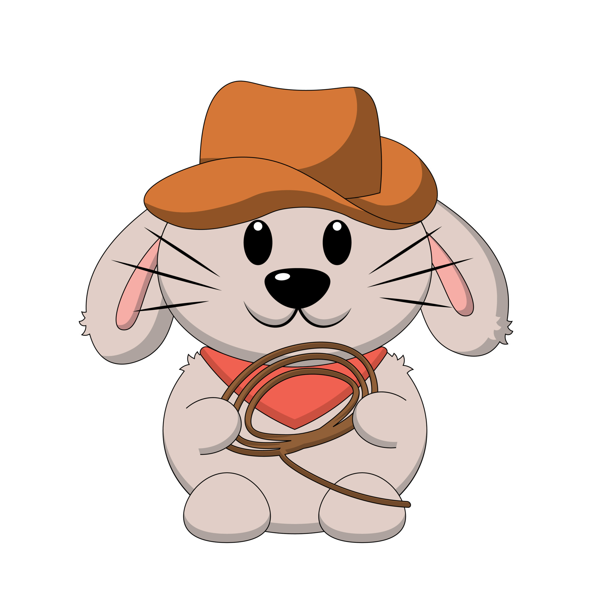 Cute cartoon Rabbit Cowboy. Draw illustration in color 7165385 Vector