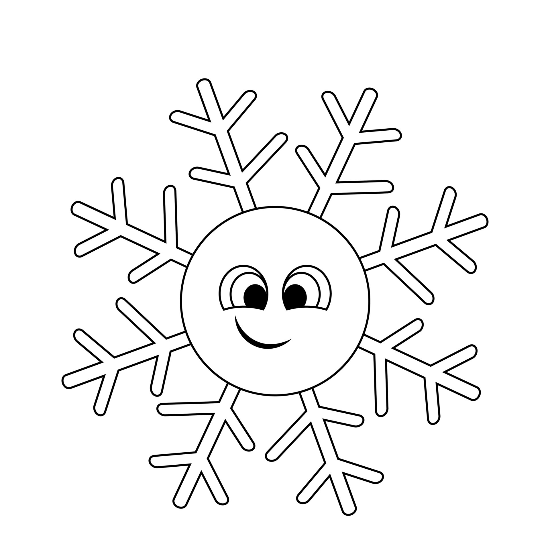 Cute cartoon Snowflake. Draw illustration in black and white 7165393 Vector  Art at Vecteezy