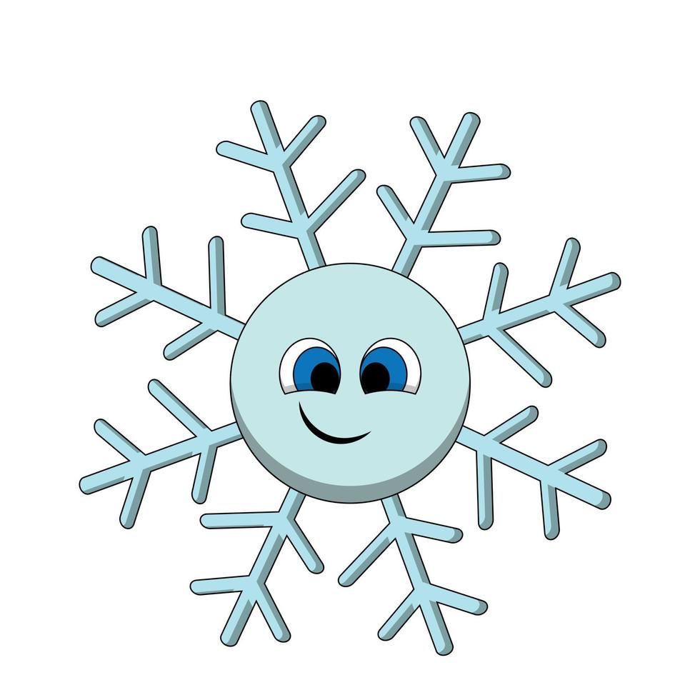 Cute cartoon Snowflake. Draw illustration in color vector