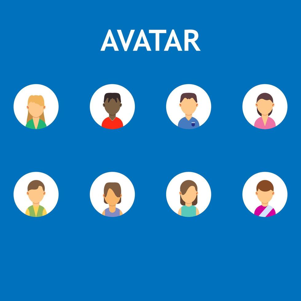 Business avatar set isolated vector flat icon. People sign user portrait character face.