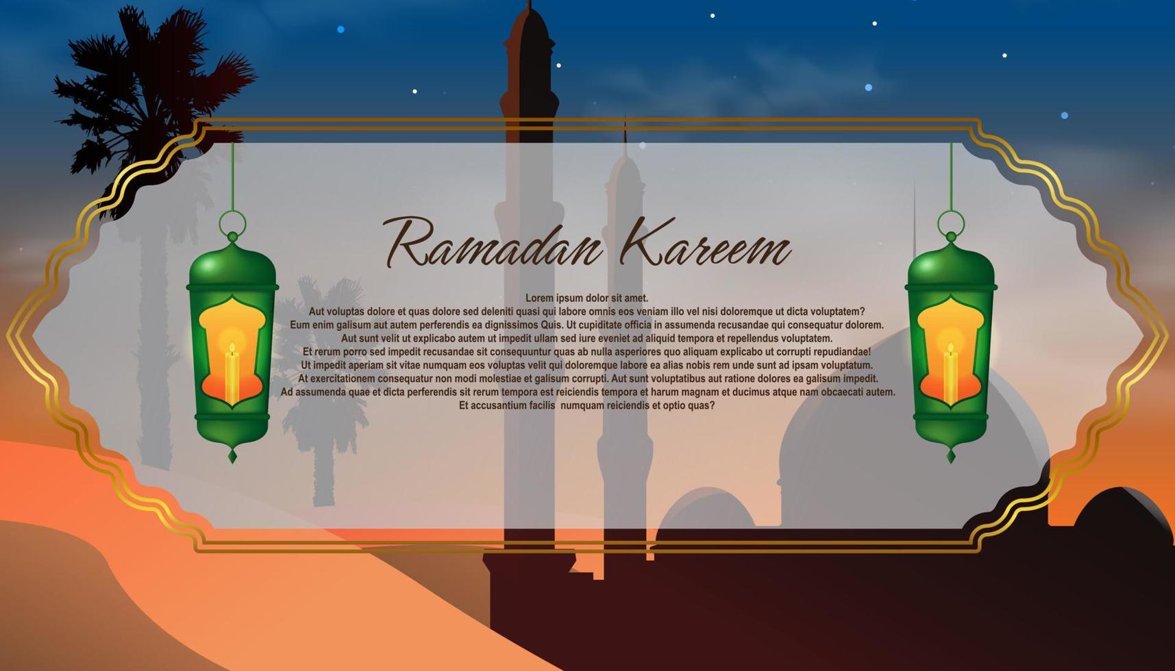 banner de ramadán de ilustración vectorial, bueno para el producto de promoción de ramadán, evento de ramadán, tarjeta de saludo de ramadán, impresión, etc. vector