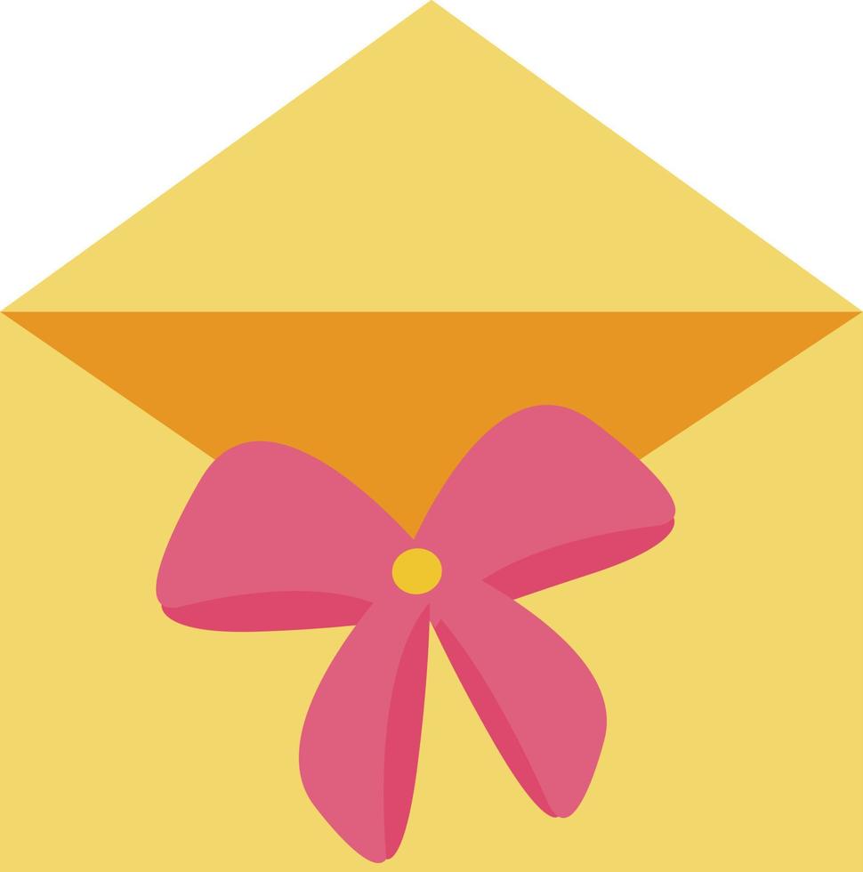 Envelope with a pink bow, congratulations. vector