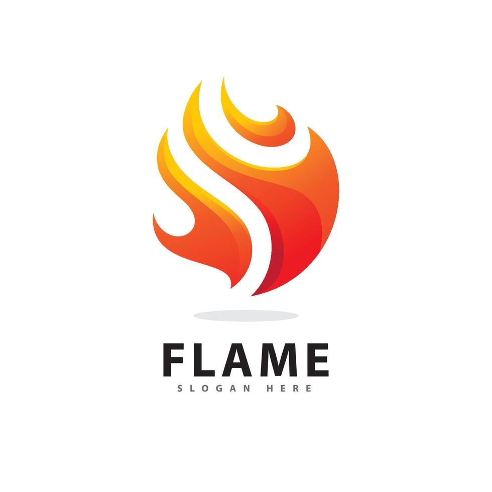 símbolo de logotipo de llama de fuego abstracto con color degradado vector