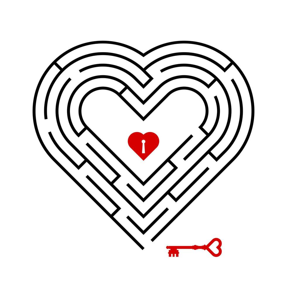 A maze in the shape of a puzzle heart vector