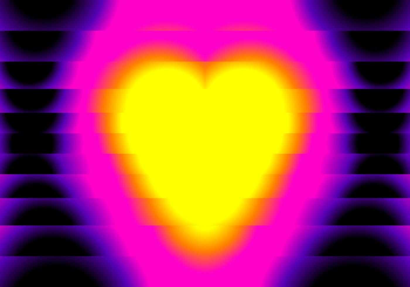Yellow Heart Pink Border Black Background vector