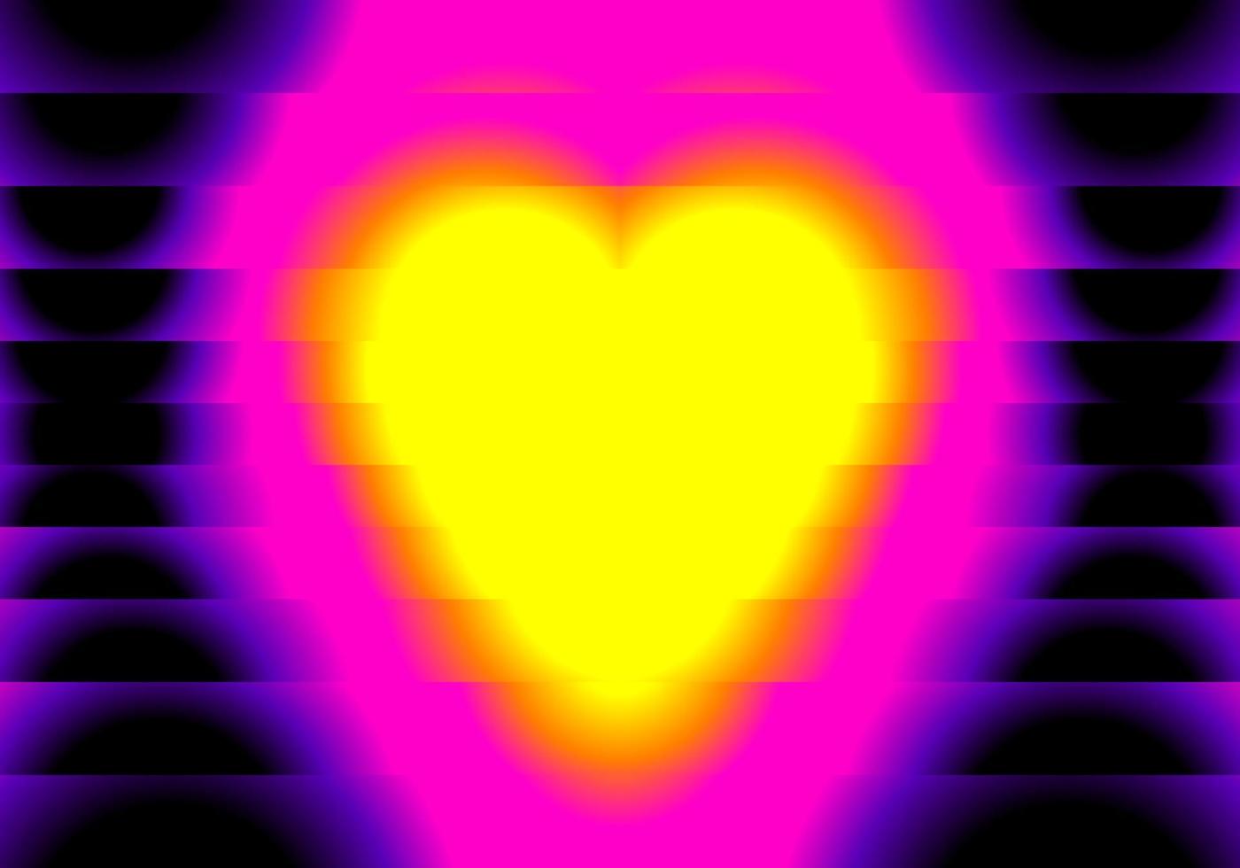 corazón amarillo borde rosa fondo negro vector