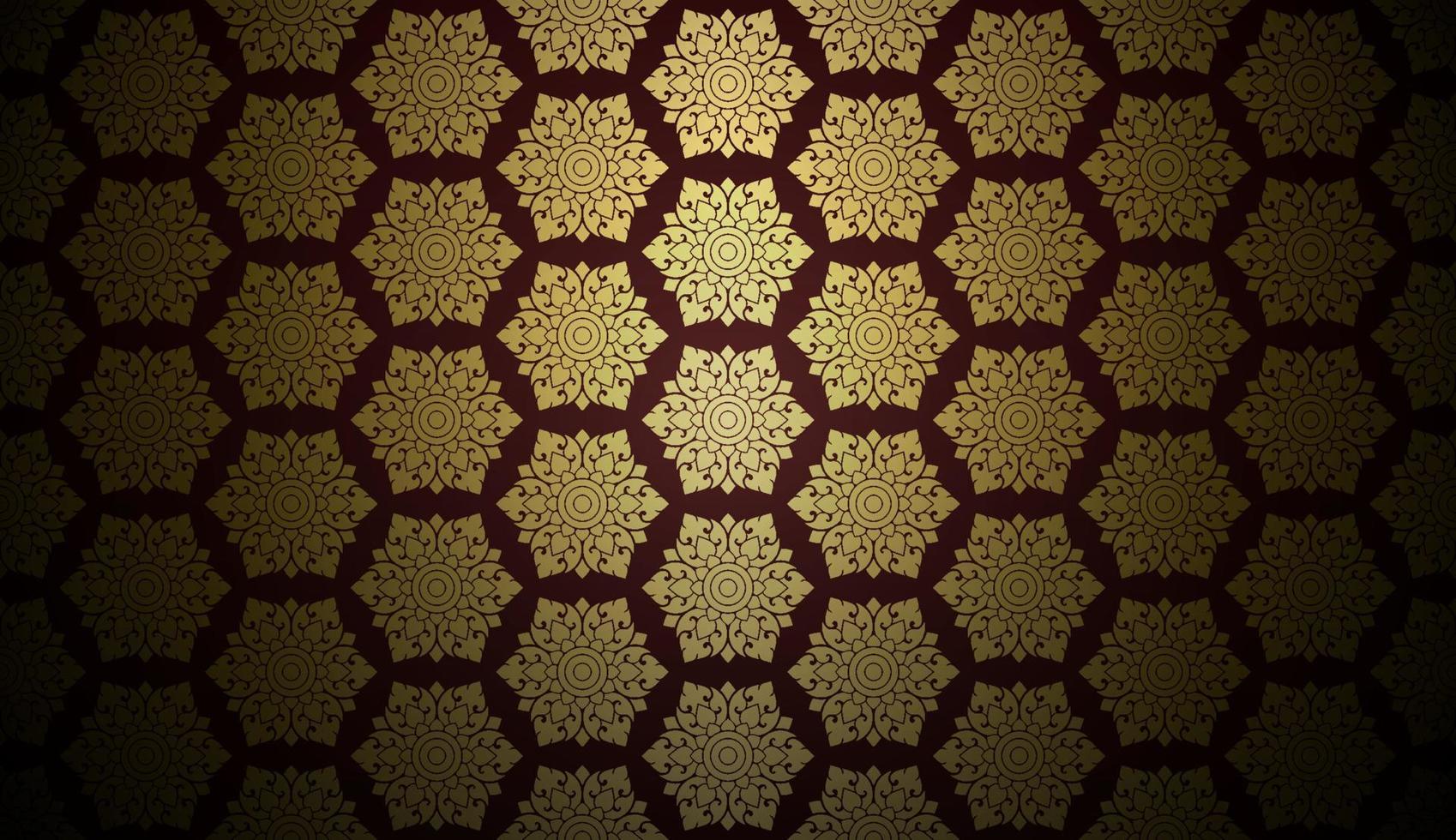 Damask Style Thai Art Pattern Background Hexagon Shape vector