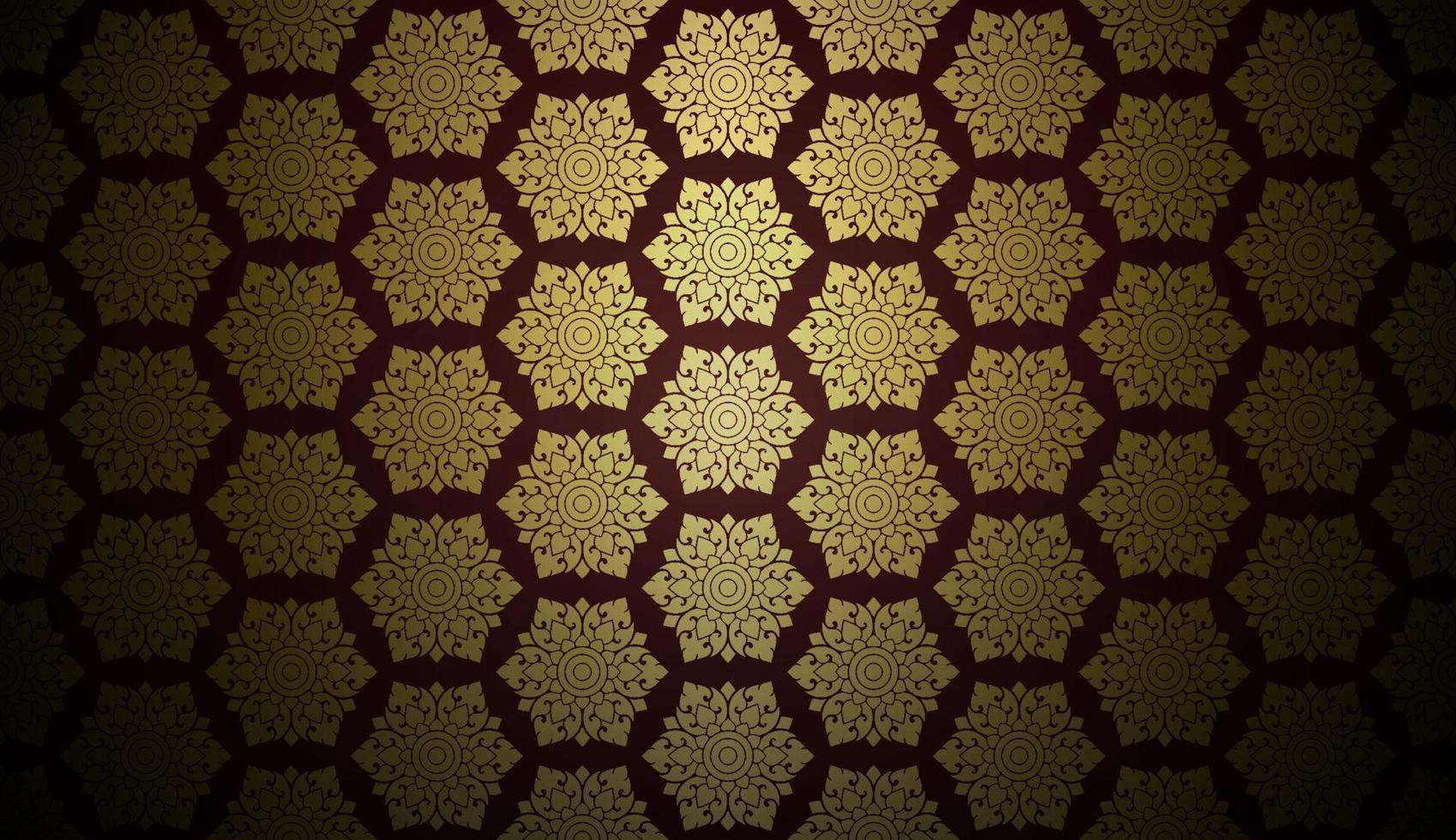 damasco estilo tailandés arte patrón fondo hexágono forma vector