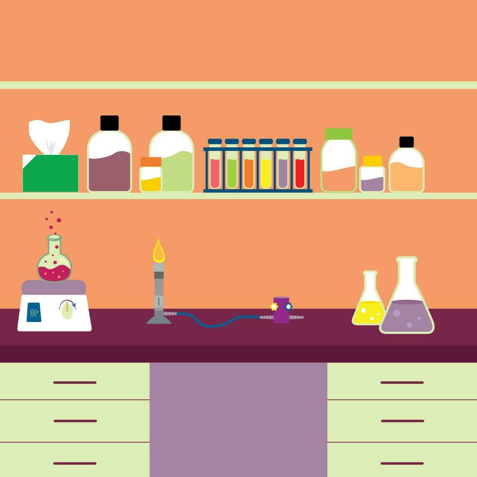 Laboratory chemistry experiment vector