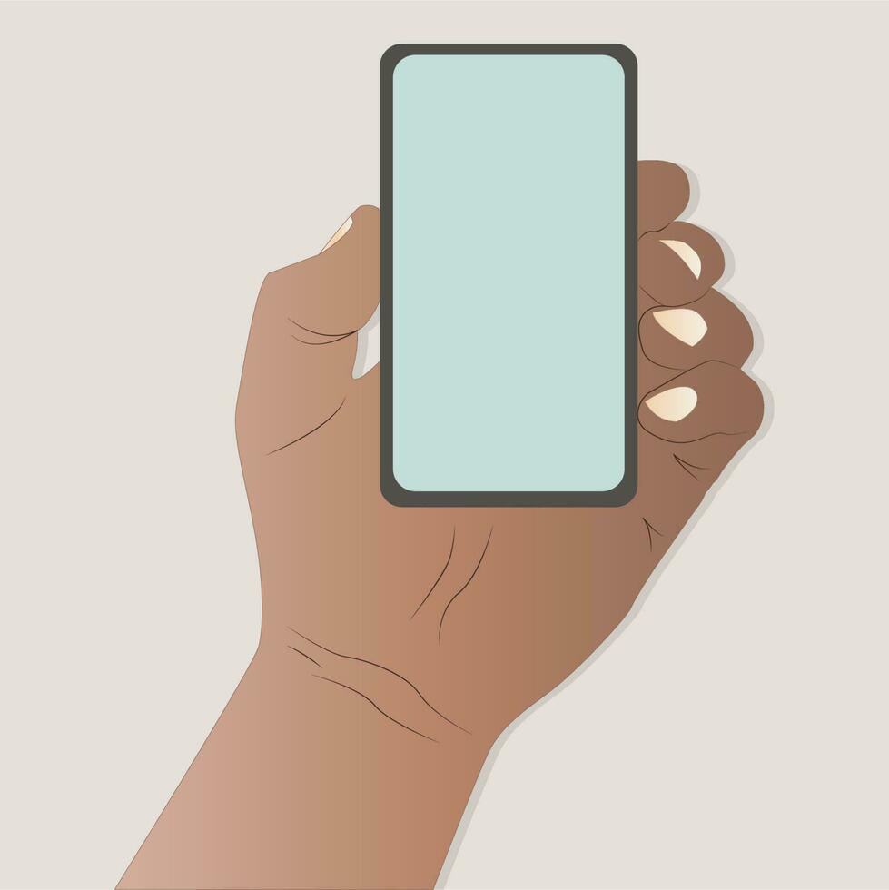 Hand holding a cell phone vector