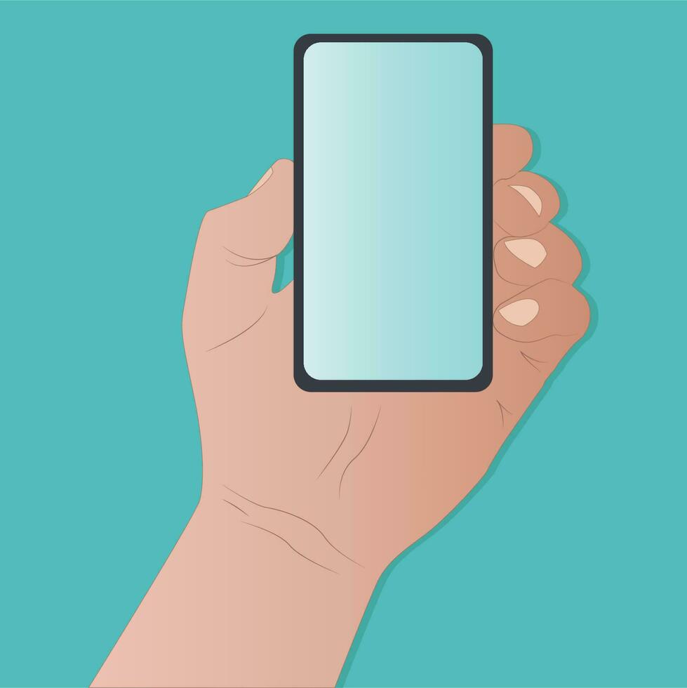 Hand holding a cell phone vector