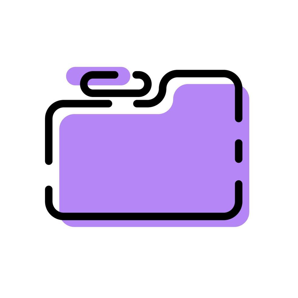 Cute Purple Folder File Icon Flat Design For App Label Vector Illustration