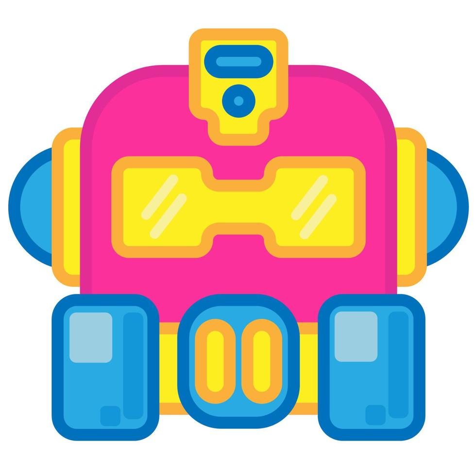 Cute Square Robot Head with Glasses, Mask and Headset Flat Design Cartoon for Shirt, Poster, Gift Card, Cover or Logo vector