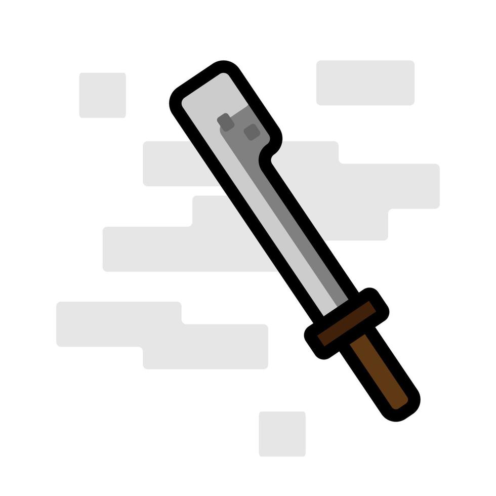 Square Sharp Machete Weapon Flat Design Cartoon for Shirt, Poster, Gift Card, Cover or Logo vector
