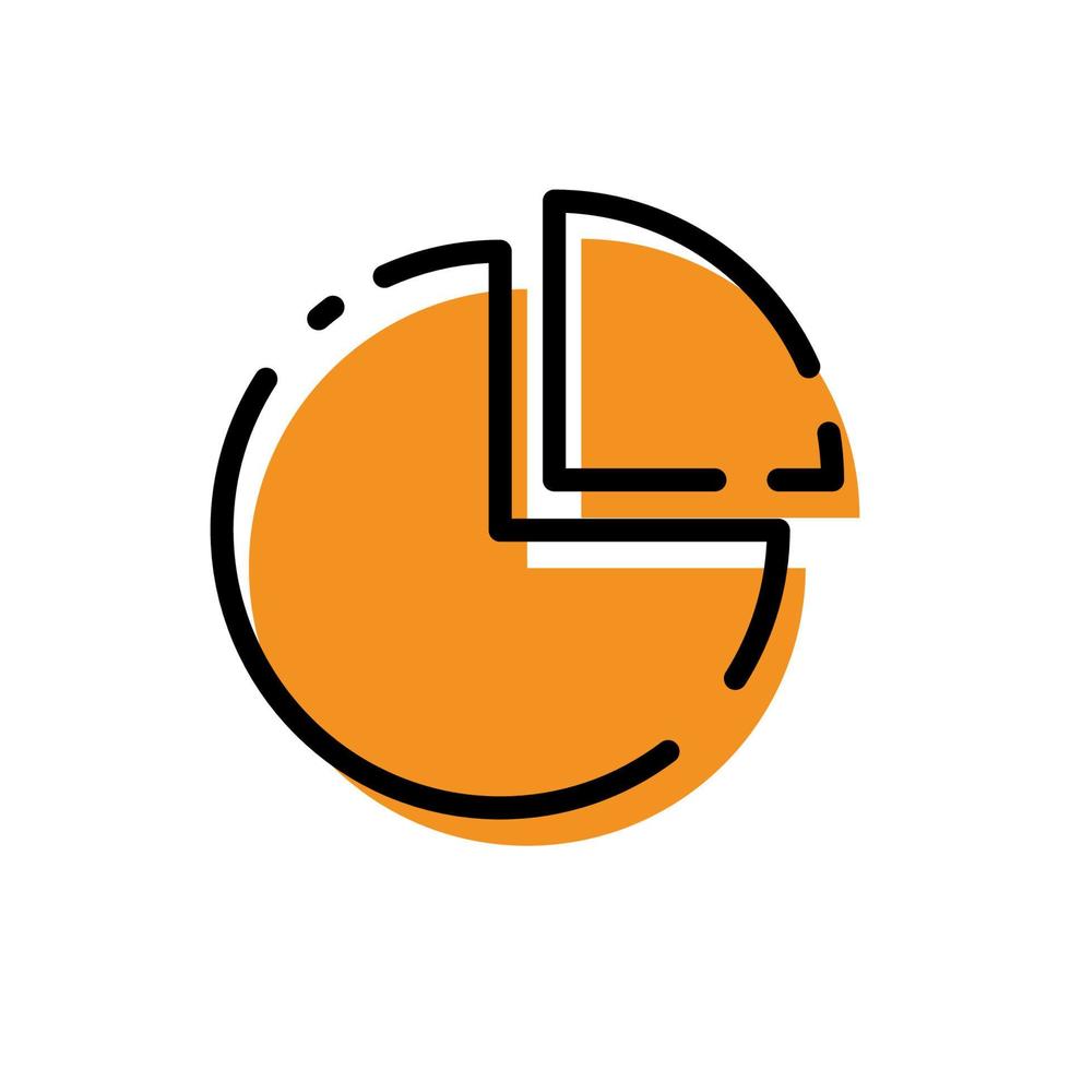 Cute Orange Circle Chart Icon Flat Design For App Label Vector Illustration