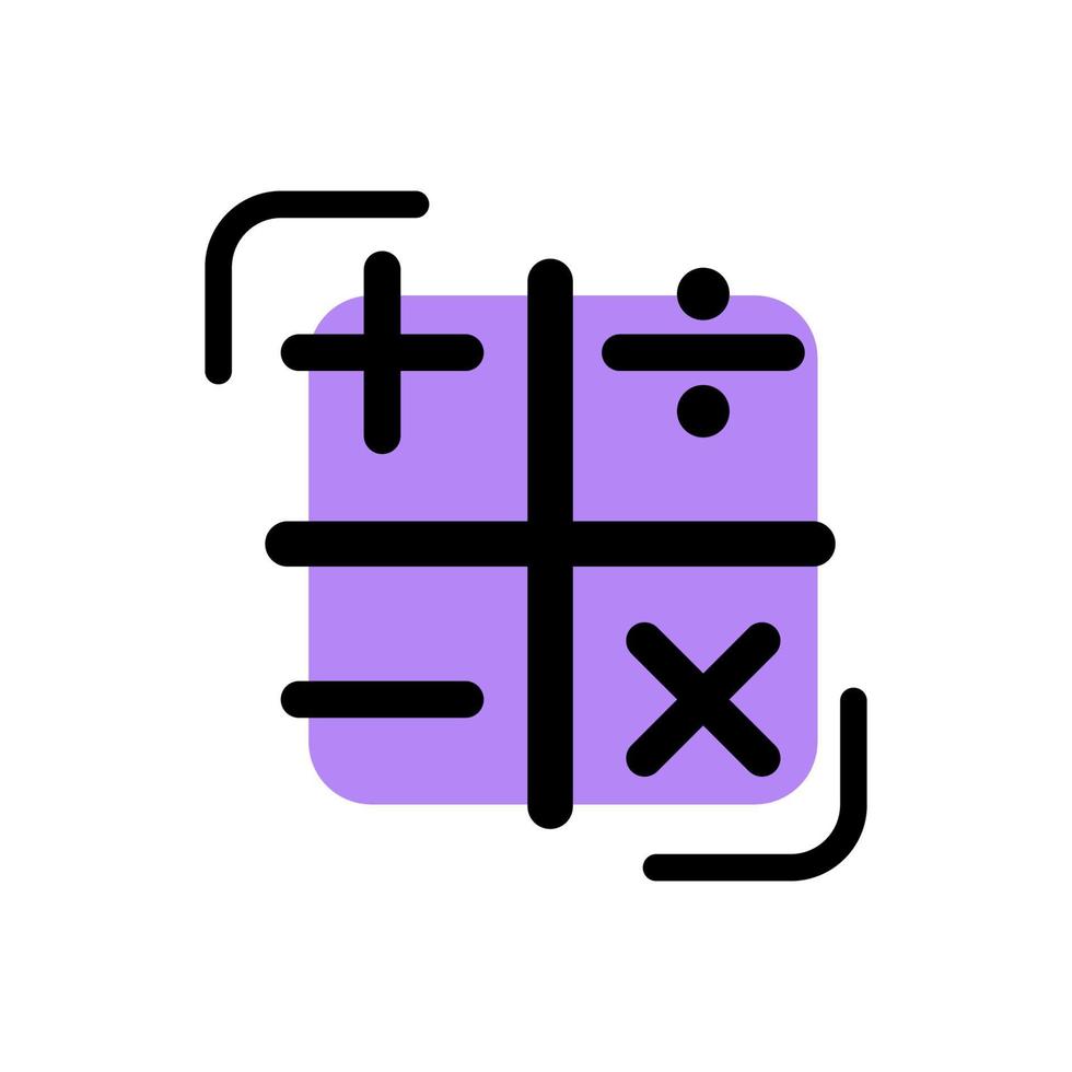 Cute Purple Calculator Icon Flat Design For App Label Vector Illustration