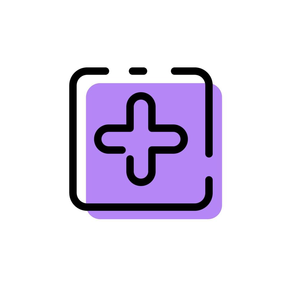 Cute Purple Plus Add Icon Flat Design For App Label Vector Illustration