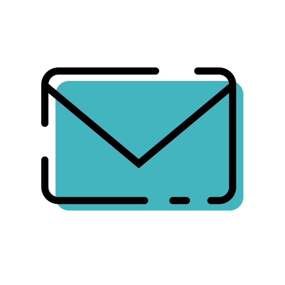 Cute Turquoise Email Message Icon Flat Design For App Label Vector Illustration