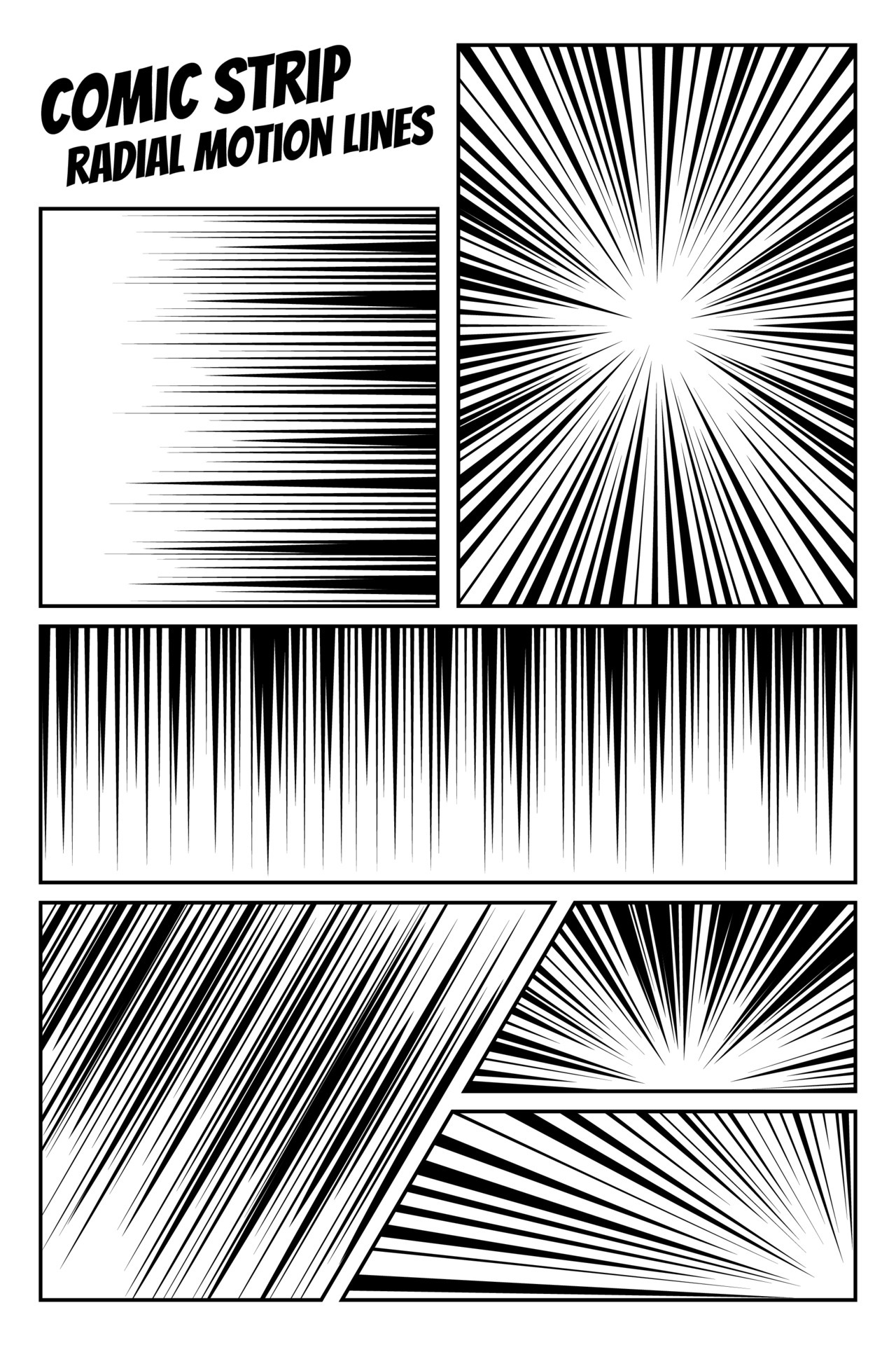 Comic strip radial motion lines set. Anime comics book hero speed or fight  action texture rays. Manga cartoon drawing explosions background  collection. Vector eps illustration 7165804 Vector Art at Vecteezy