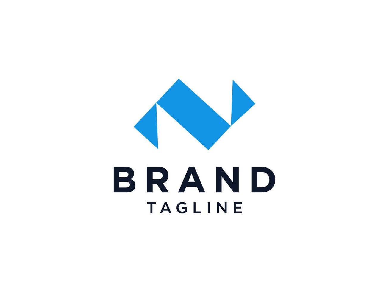 Abstract Initial Letter N Logo. Blue Geometric Rounded Line isolated on White Background. Flat Vector Logo Design Template Element.