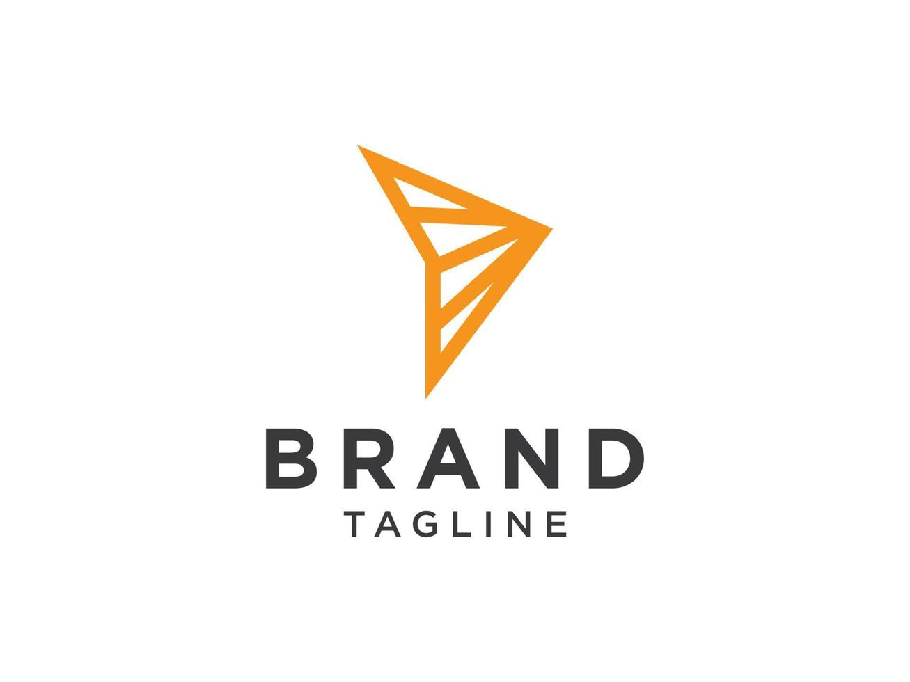 Arrow Up Logo. Orange Geometric Line Arrow Shape Paper Plane Icon isolated on White Background. Usable for Business and Technology Logos. Flat Vector Logo Design Template Element.
