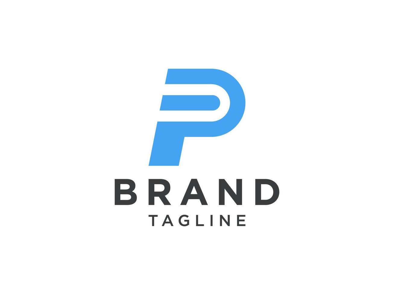 Abstract Initial Letter P Logo. Blue Light Geometric Shape isolated on White Background. Usable for Business and Branding Logos. Flat Vector Logo Design Template Element.