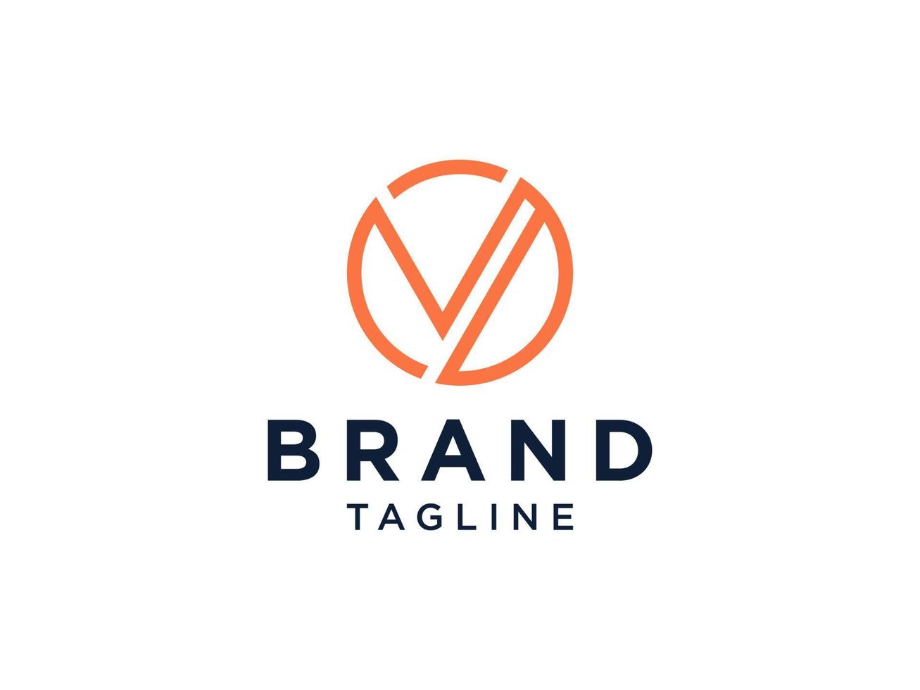 Abstract Initial Letter V Vision Logo. Orange Linear Icon isolated on White Background. Usable for Business and Technology Logos. Flat Vector Logo Design Template Element.