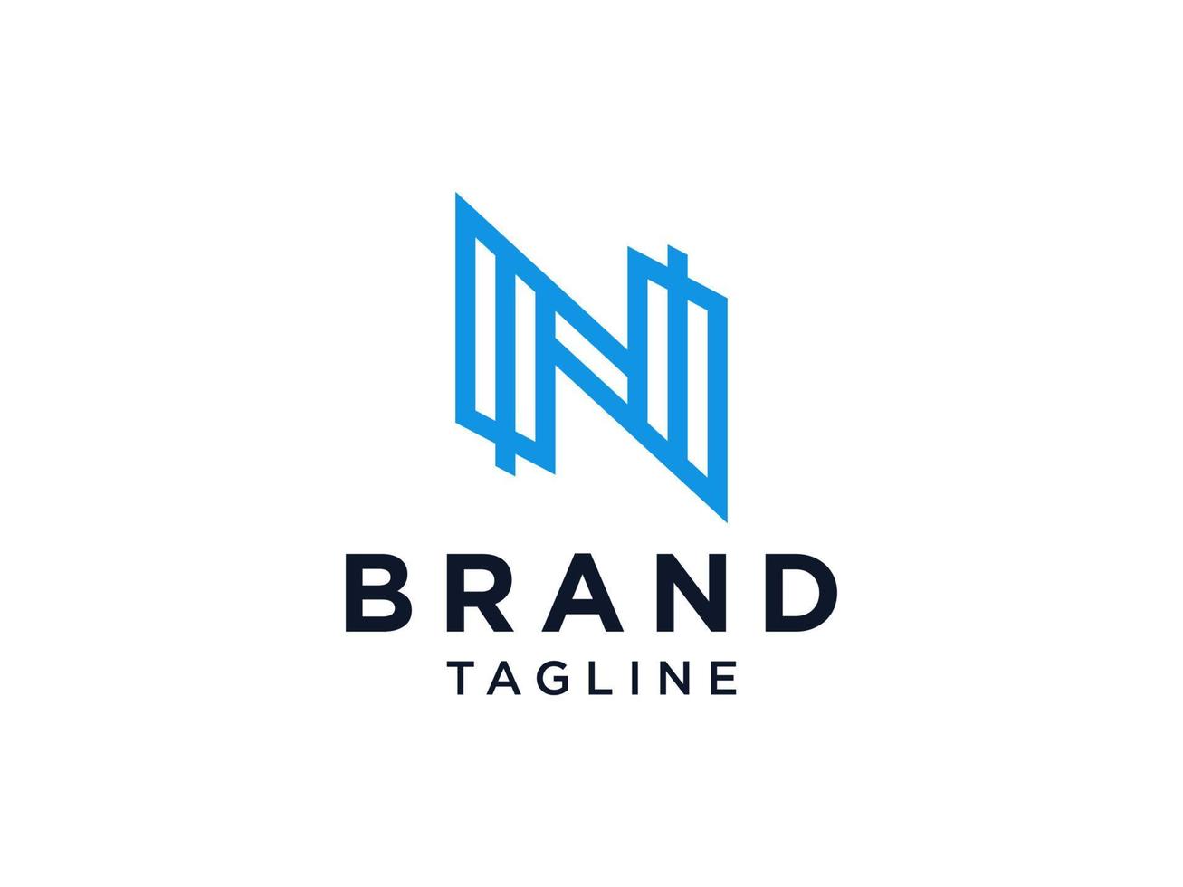 Logotipo abstracto de la letra inicial n. línea redondeada geométrica azul aislada sobre fondo blanco. elemento de plantilla de diseño de logotipo de vector plano.